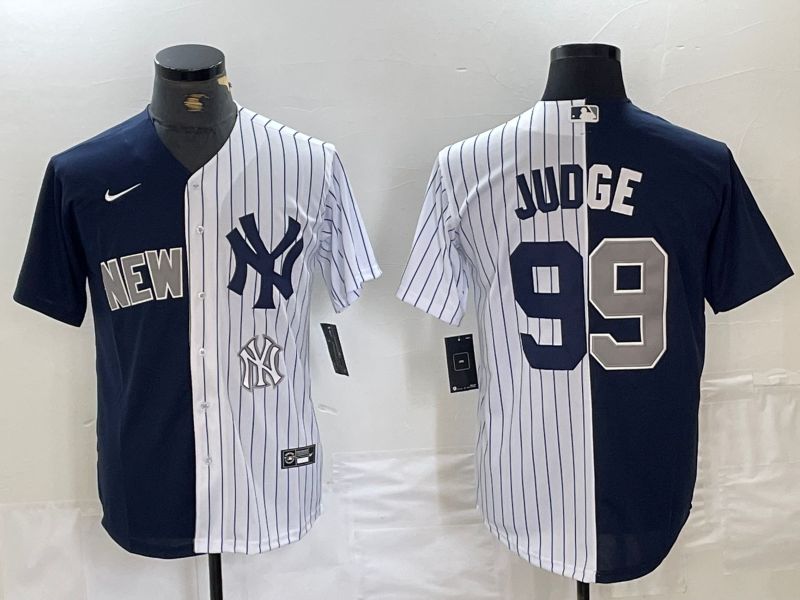 Men New York Yankees 99 Judge Blue White 2024 Nike Game MLB Jersey style 2